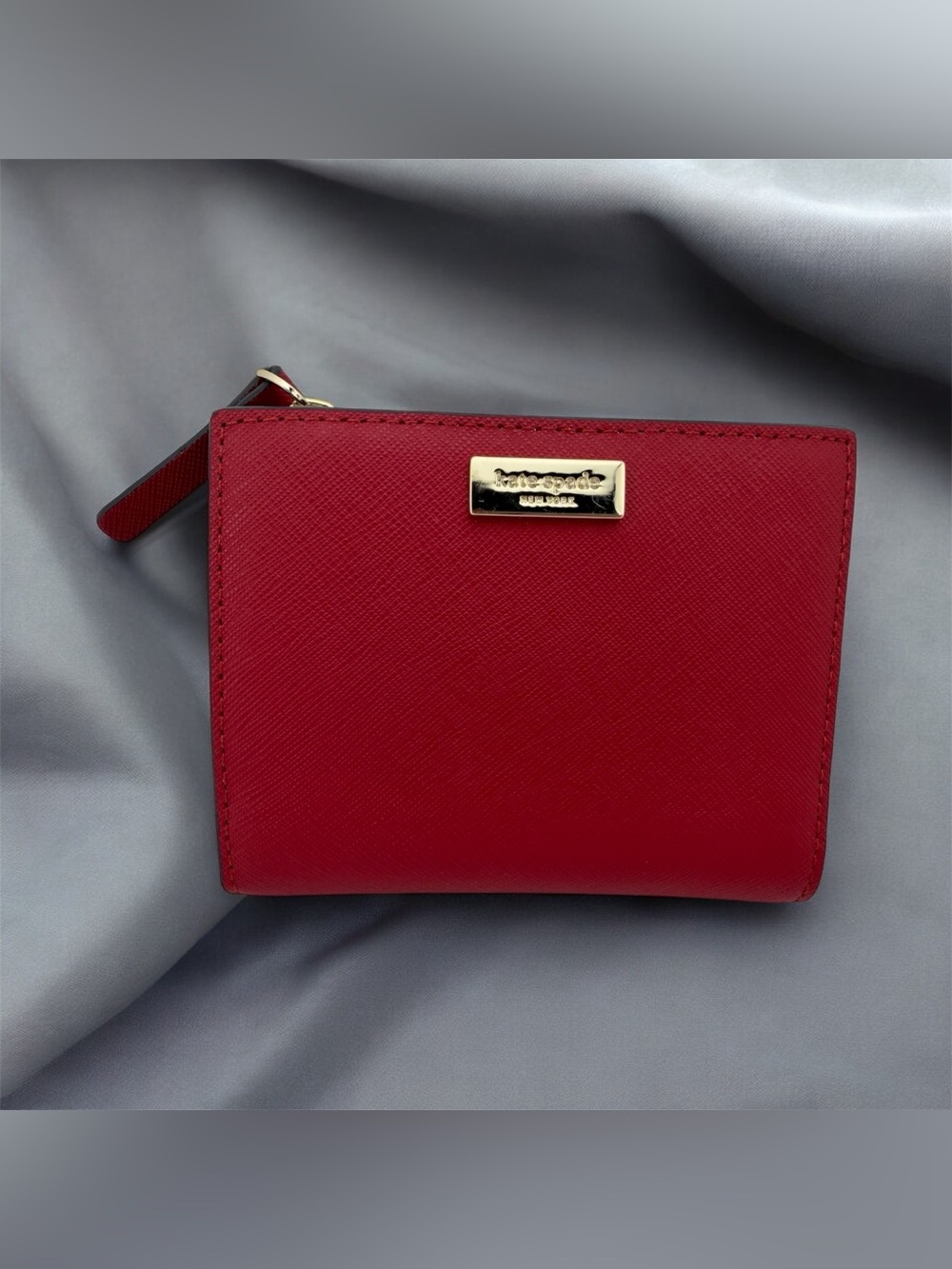 New Without Tags Kate Spade Red Laurel Way Hazy Rose Leather Wallet